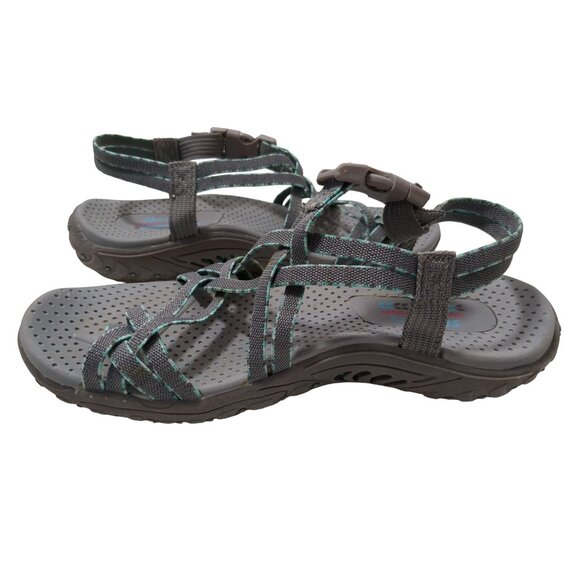 Skechers Sport Sandal Womens 6 Gray Strappy Toe Thong Reggae Fun Banter Gorpcore - Picture 5 of 10
